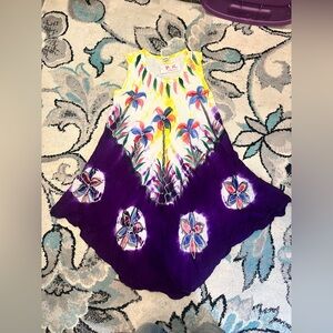 NWT -P.K Garments -  Tie-Dye Floral Lightweight Sleeveless Tank Long Sun Dress